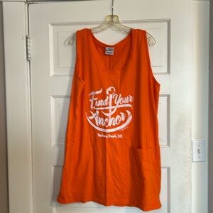 Beach 🏖️ tank top style cover up, Orange one size with pocket